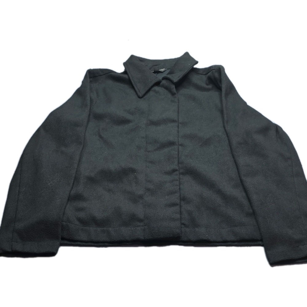 Banana Republic Women's Black Jacket M Snap Closure Embroidered Accent Casual